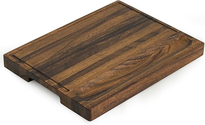 SHUMARU Tropical Walnut Charcuterie & Cutting Board – 17x13x1.6" | Handmade in Bali, Silky-Smooth, Juice Groove, Sorting Compartment, Knife-Friendly, Non-Slip Feet – Perfect Holiday Gift
