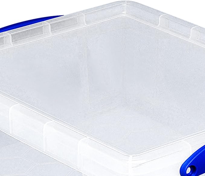 Really Useful Box 4 Pack Storage Bins, Clear Plastic Stackable Organizing Totes, 8.1 Liter