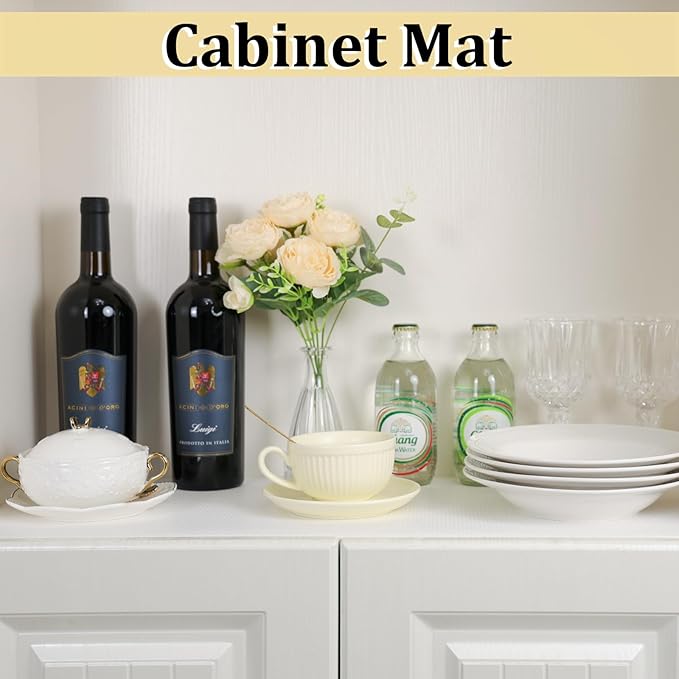 Shelf Liners 13 inch x 20 ft Kitchen Cabinets Liner Non-Stick Drawer Liners Drawer Mats EVA Protector Shelving Cupboard Lining (White, 13 inch x 20 ft)