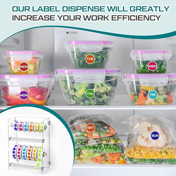 Day of The Week Sticker Dispenser 2.17" Square Acrylic Sticker Roll Holder Covered Label Dispenser Wall Mount 6 Slot Per Layer Holder for Office Desktop Stickers, Clear, 12 Slot Double Layer(No Label)