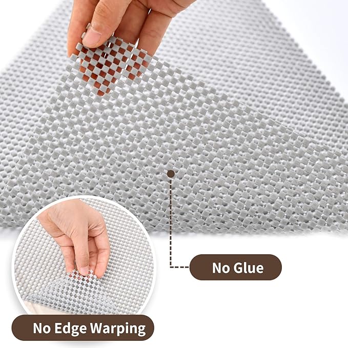 Drawer and Shelf Liner for Kitchen Cabinet: 12 in X 20 Ft Non Slip Waterproof Shelf Paper Non Adhesive Refrigerator Liners Light Gray Easy Liners for Bathroom