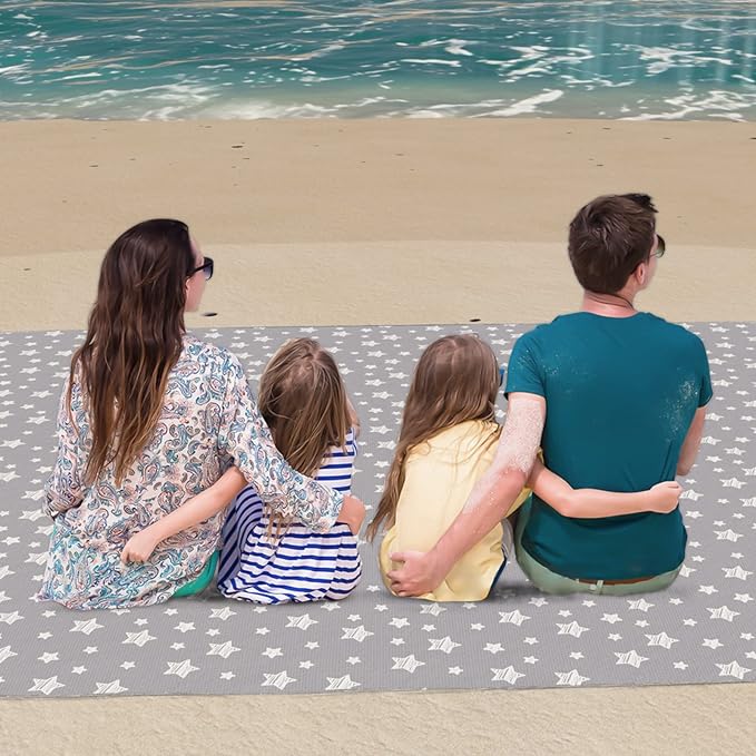 Large Splat Mat 54x72 Inches Extra Large Waterproof Mat Anti-Slip Bottom, Baby Art Playtime Mat for Craft/Mealtime on Table or Floor, Washable Portable Picnic Mat, Grey Star 4.5x6 Ft
