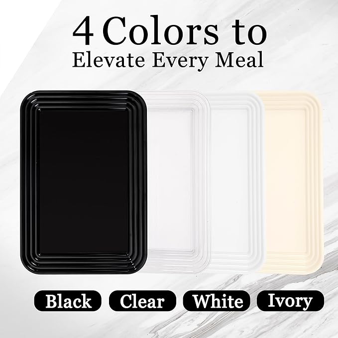 SUT 6-Pack White Serving Tray Plastic for Party Supplies, 16" x 11" Platters for Serving Food Party, White Reusable Tray for Veggie, Snack, Fruit, Cookies, Desserts in Kitchen/Pantry Serving Platter