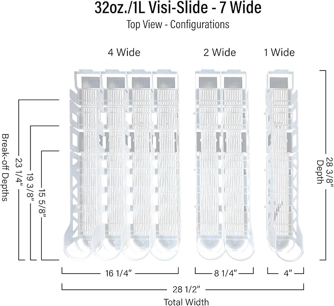 Display Technologies Visi-Slide Drink Organizer - 7-Wide Gravity-Fed Shelf Cabinet and Refrigerator Organizers and Storage for Cans, Bottles and More (Pack of 6)
