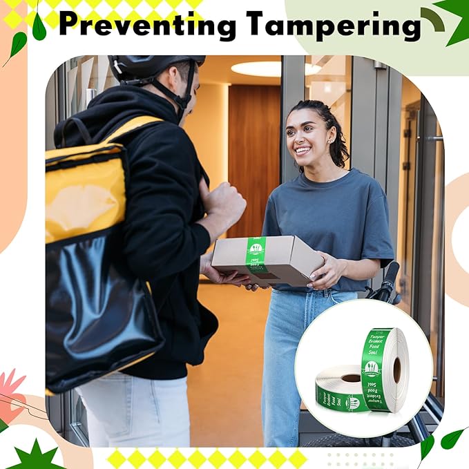 1000 Pieces Tamper Proof Stickers Safety Stickers for Food Delivery 1.5 x 6 Inches Tamper Seal Proof Tape Safe Labels Sealed for Freshness Drink Food Container Pizza Boxes(Green)
