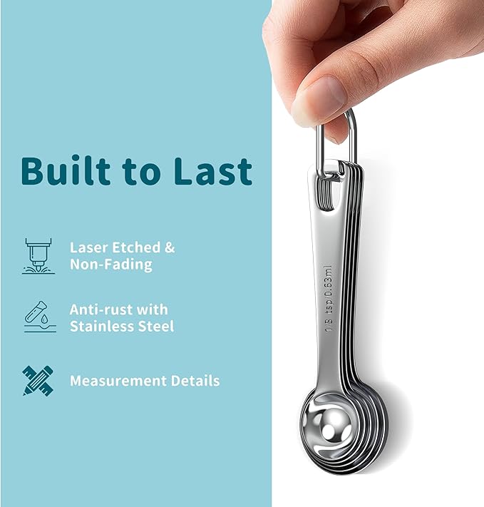 Minteem Measuring Cups and Spoons Set, Stainless Steel Measuring Cups Measuring Spoons with Easy to Read Markings, Ideal Kitchen Gadgets for Cooking & Baking, 13 Pack