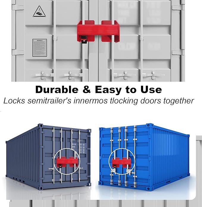 Heavy Duty Shipping Container Lock with 2 Keys, Cargo Door Security Lock for Semi Trailer Trucks, Containers & Heavy Equipment - Anti-Theft Steel Construction