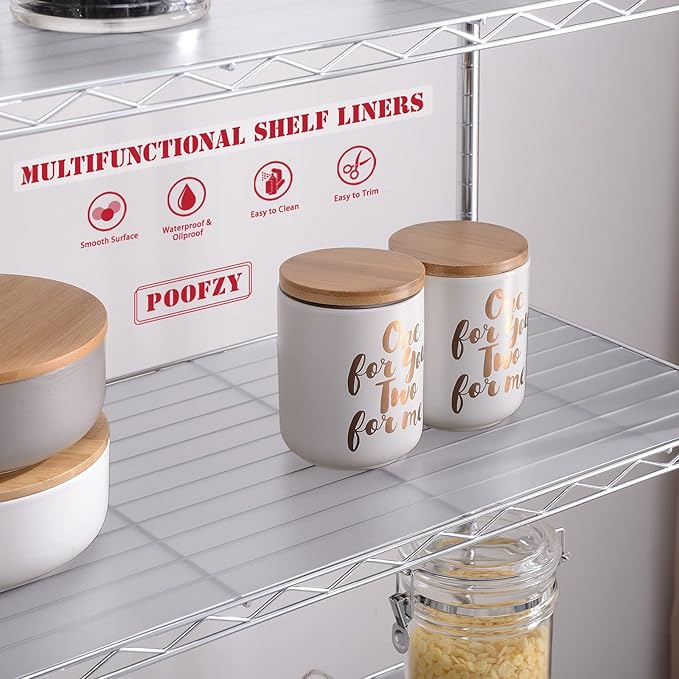 Poofzy Wire Shelf Liner 14 x 36, Set of 5 Shelf Liners for Wire Shelving Plastic Non-Adhesive for Pantry, Kitchen Cabinets (Clear)