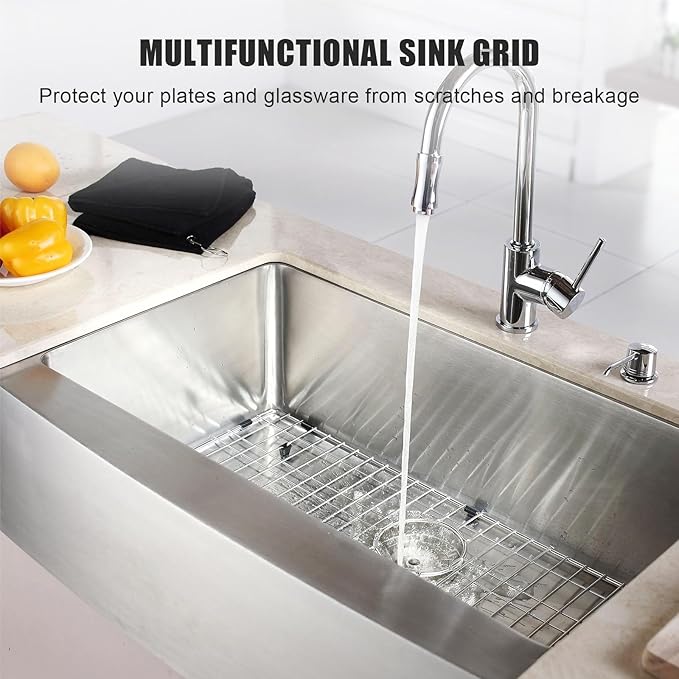 LKOBG2915SS Kitchen Sink Grate 27.5" x 13.5" x 1.25" Stainless Steel Sink Protector with Supersoft Silicone Feet