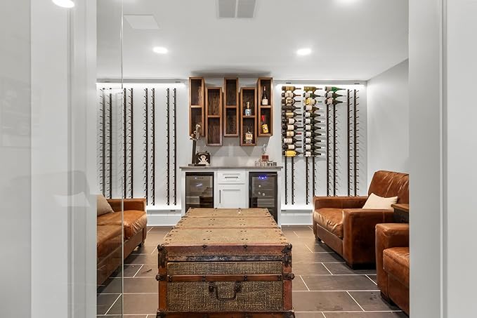Ultra Wine Racks Wall Mounted Label-Out Wine Racks (3 Foot 1 Deep, Matte Black, 9 Wine Bottles) - Modern Metal Wine Storage, Modular Design for Home Bar, Kitchen, Dining Rooms, & Wine Cellars