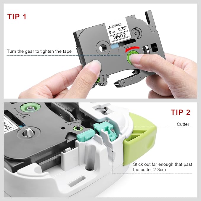 6-Pack TZe-221 Compatible with Brother P Touch TZe221 9mm 0.35" Laminated White TZ Label Tape Black on White 3/8 Inch Label Maker Refill for PT D210 D220 H110 D400