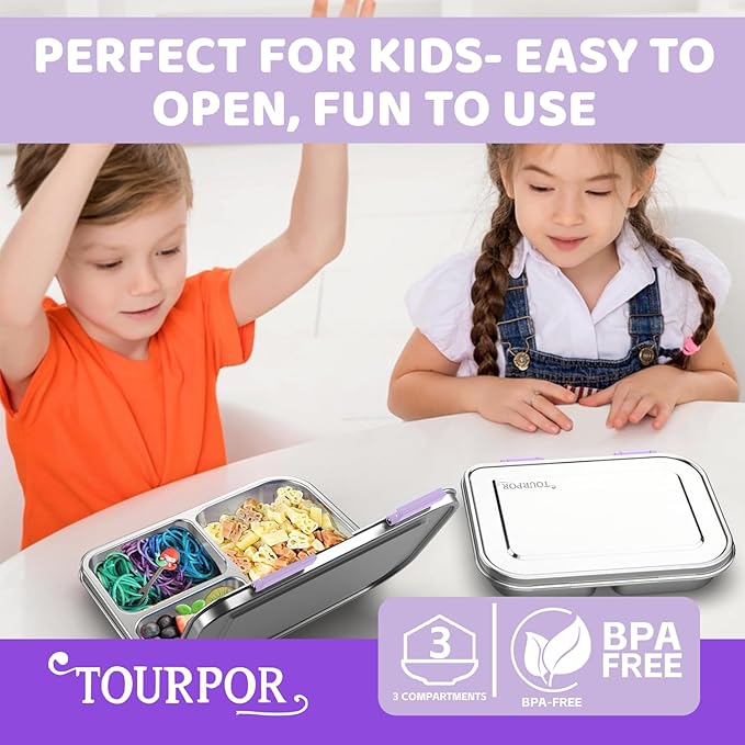 Stainless Steel Bento Box for Kids 1000ml - 3 Compartment Lunch Box for Adults, Leakproof Food Container, BPA-Free Metal Lunch Box with Silicone Seal, Eco-Friendly/Dishwasher Safe (Green)