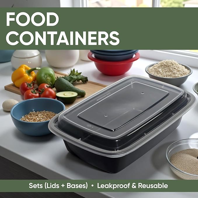 38 oz 150 Pack Meal Prep Containers BPA Free Leakproof Stackable Food Storage Containers with Lids, Microwave & Dishwasher Freezer Safe Reusable To Go Containers Bento Box Style Take Out Clear Plastic