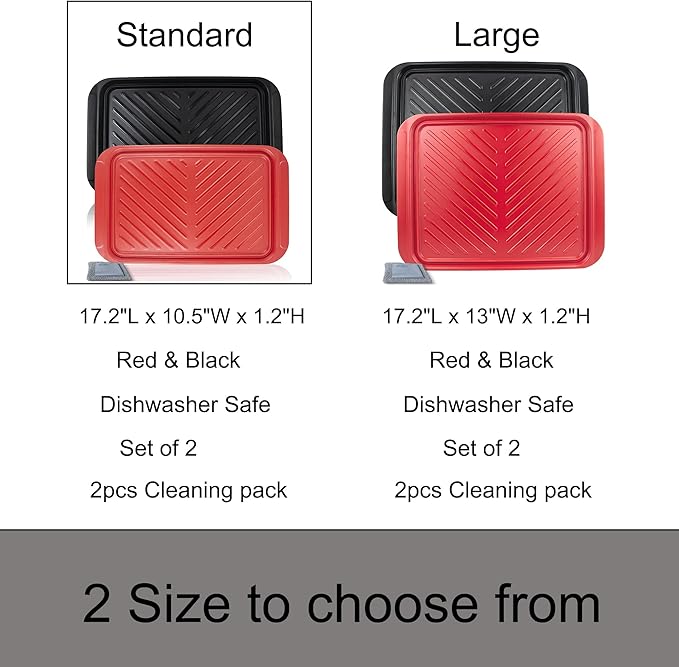 Czlizdyt Grilling Prep and Serve Trays, BBQ Platter for Raw and Cooked Food, Melamine Serving Trays for Food, Set of 2, Black and Red, Napkin and Cleaning Clothes Included