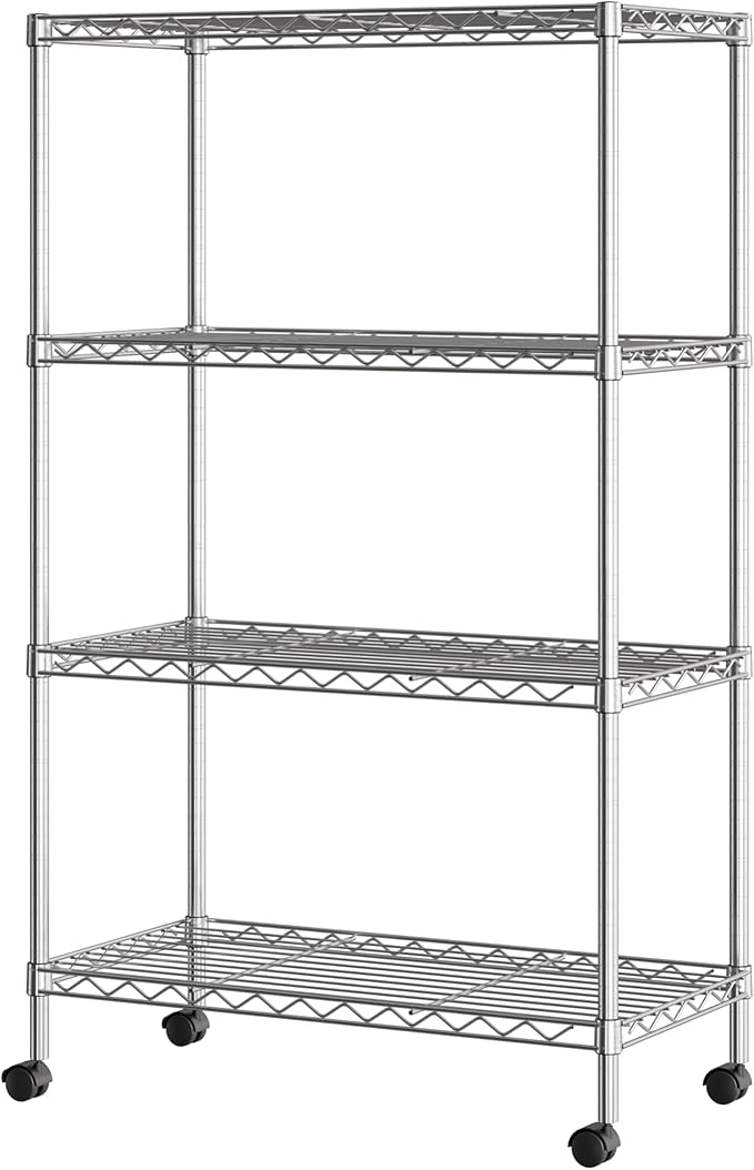 Seville Classics Solid Steel Wire Shelving Storage Unit Adjustable Shelves Organizer Rack, for Home, Kitchen, Office, Garage, Bedroom, Closet, Steel, 4-Tier, 30" W x 14" D