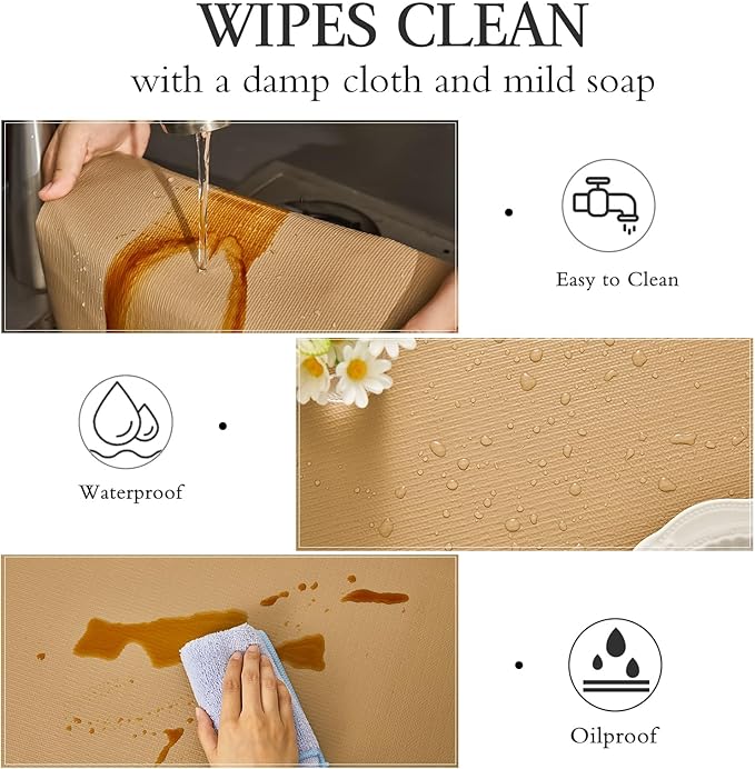 Beautysaid Shelf and Drawer Liner for Kitchen Cabinet, Non Adhesive Non Slip Shelf Paper Waterproof Washable Thickened for Dresser Pantry Shelve Bathroom Protector Liner(Beige,18 in x 10 FT)