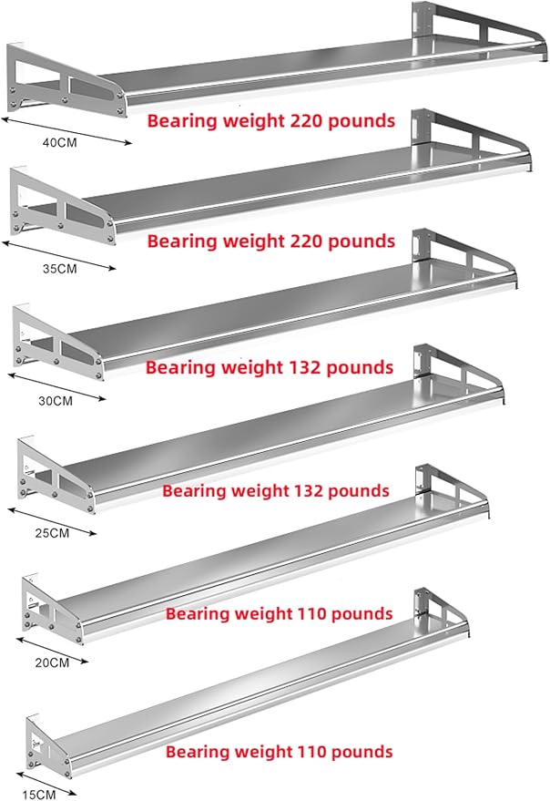 Wall Mount Metal Wall Shelf Kitchen Spice Condiment Racks 304 Stainless Steel fit Storage Rack Bedroom Bathroom Living Room Shelves (Length31.5 width9.8)