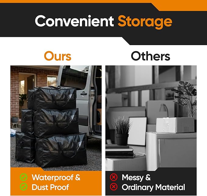 HOLDN’ STORAGE Extra Large Moving Storage Bag with Zipper Lid, Heavy Duty Reusable Tote for Clothes, Bedding, Books, Dorm & Home, Pack of 10 Large Bags