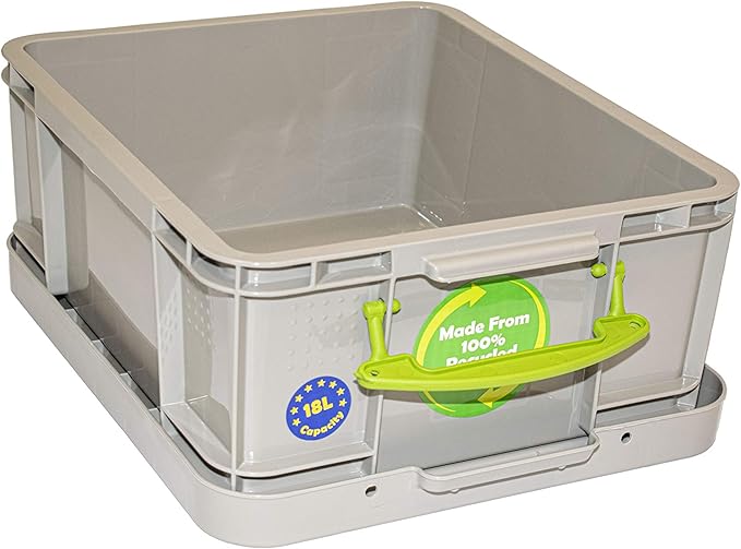 Really Useful Plastic Storage Box 18 Litre Recycled Dove Grey