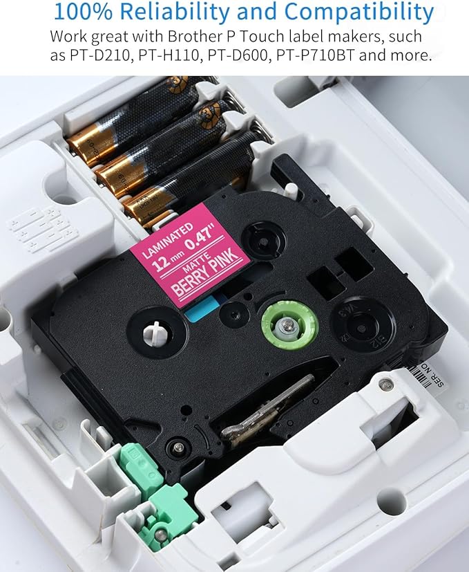 MarkDomain Compatible with Brother P Touch Label Tape TZe TZ 12mm 0.47 Multi Color Laminated Tape, for Ptouch PT D210 1230PC 1280 Label Maker, White on Green/Pink/Grey/Gold/Blue (5 Pack)