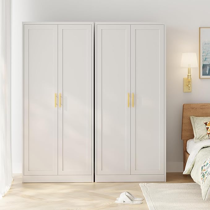 Metal Kitchen Pantry Cabinet, 71"Tall Cabinet with 2 Doors and 4 Adjustable Shelves, Pantry Cabinets for Kitchen Storage, Metal Storage Cabinet for Kitchen, Dining Room, Living Room and Bathroom-White