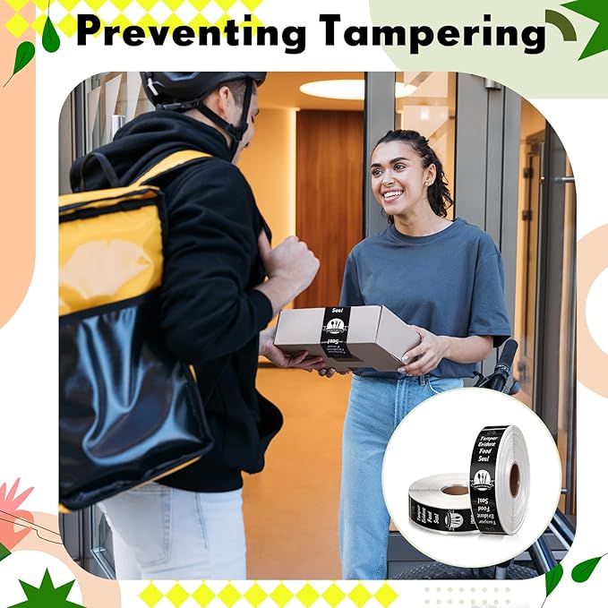1000 Pieces Tamper Proof Stickers Safety Stickers for Food Delivery 1.5 x 6 Inches Tamper Seal Proof Tape Safe Labels Sealed for Freshness Drink Food Container Pizza Boxes(Black)
