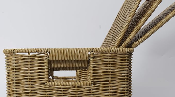 10pcs 15L Laundry Baskets Waterproof Storage Basket For Shelves Large Laundry Hamper With Leather Handle -Cube Organizer Woven Bins for Bathroom,Bedroom,Pantry,Clothes,Car Towels-Brown