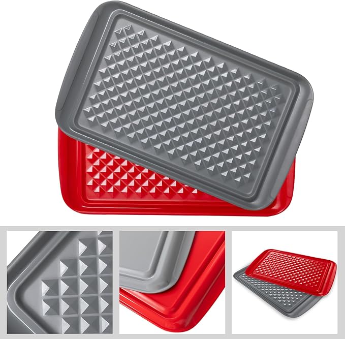 ZAROCRUS Grilling Prep and Serve Trays, BBQ Tray for Raw and Cooked Food, Melamine Serving Platter/Tray for Food, Set of 2, Great Gift for Father's Day and BBQ Lovers,Perfect for Everyday Use