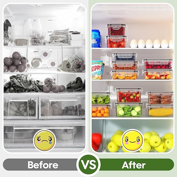 AISOON 40 Pcs 85oz Large Food Storage Containers with Lids, Reusable Meal Prep Containers for Kitchen Storage, Airtight Leakproof & BPA-Free Freezer, Microwave & Dishwasher Safe