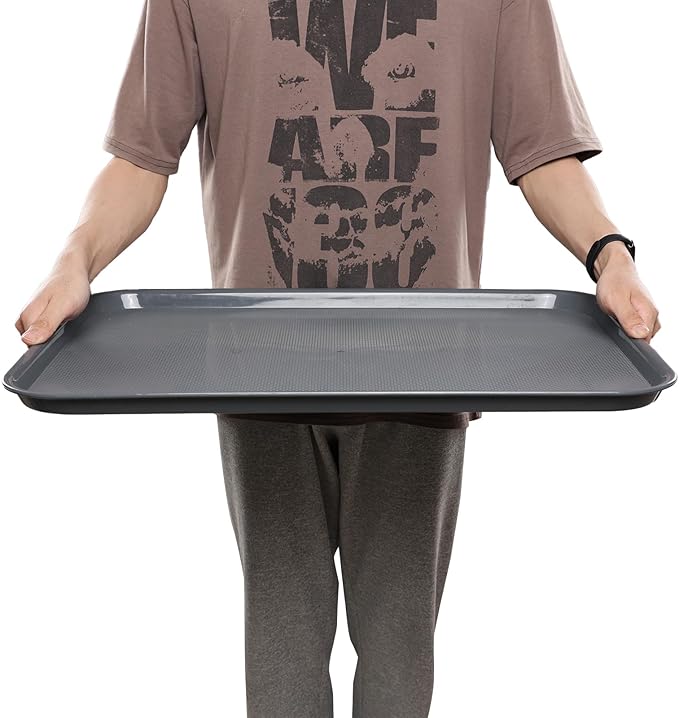 Neadas 6 Packs Extra Large Plastic Trays, 25.3" x 17.7", Rectangular Multi-Purpose Tray, Gray