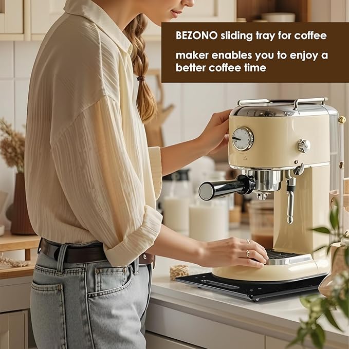 BEZONO Appliance Sliders for Kitchen Appliances Sliding Tray for Coffee Maker, Espresso Machines, Mixers Sturdy Kitchen Aid Sliders for Mixer -Duty Equipment with Rubber Wheels - 13" x 14" (Black