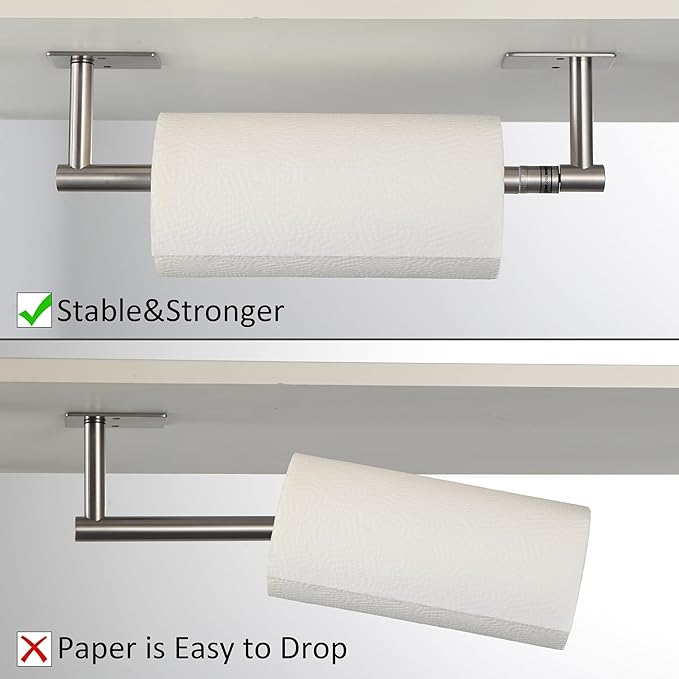 BVL Paper Towel Holder Under Cabinet for Kitchen Brushed Nickel Adhesive