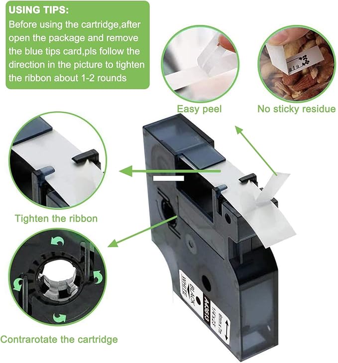 Freshworld Compatible with Dymo D1 Label Tape 1/4 Inch 43613 S0720780 Label Maker Refills d1, Black on White 6mm Refills, for LabelManager 160 210D 260P 280 360D Printer COLORPOP, 23 Ft, 6-Pack