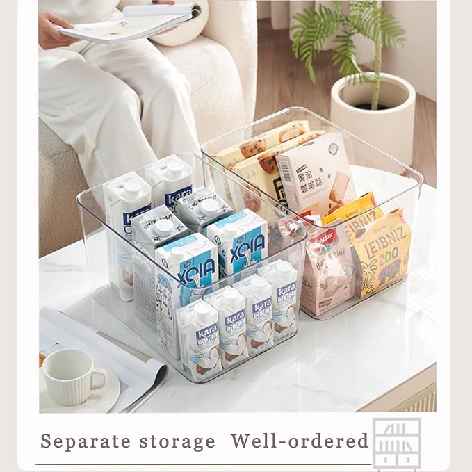 GUMEIGODA Clear plastic storage bins with LIDS-3packs,storage containers for snacks, cosmetics, books, dog food, Storage Organizer for Nursery,Kitchen, Living room,Bedroom, Bathroom, Office