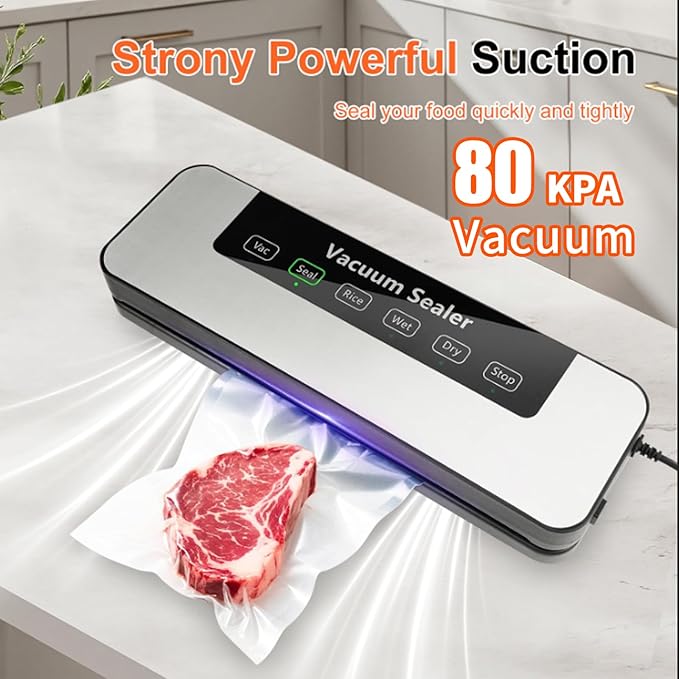 Food Saver Vacuum Sealer Machine, Meat Vacuum Sealer for Food with Multiple Modes for Dry & Moist Food, Compact Vacuum Sealing System for Food Preservation & Sous Vide