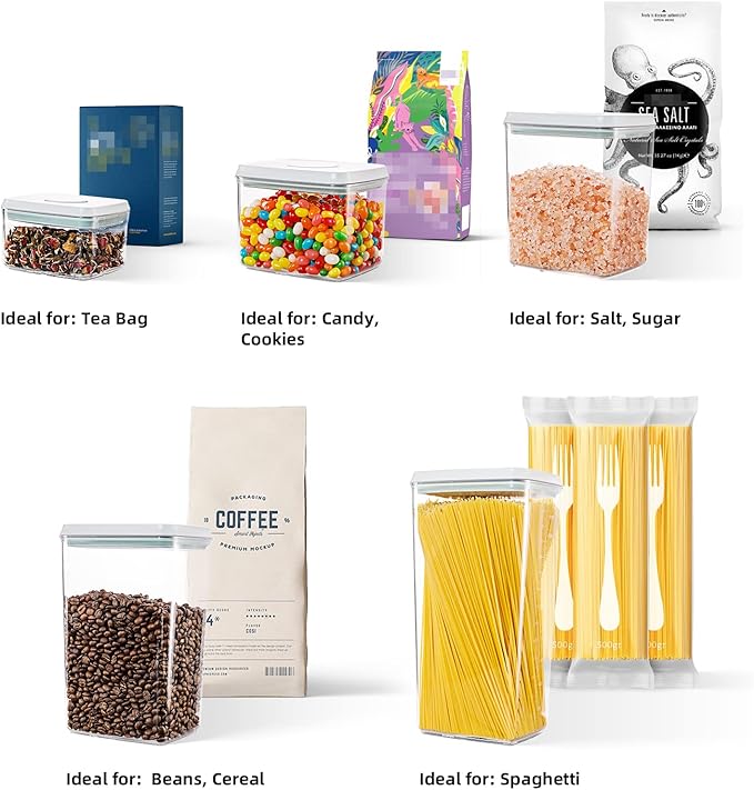 Pop Top Food Storage Containers, 3-Piece Pantry Containers with Lids Airtight, BPA Free Pop Containers for Food Storage, 2 * 1.3Qt+2.9Qt