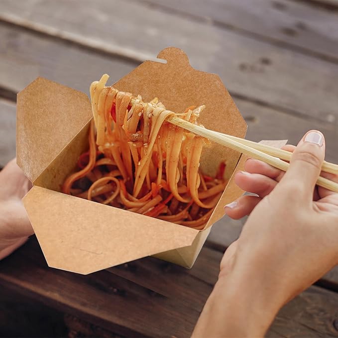EcoDispose 45 oz Kraft Paper Pack of 300 Fold To Go Containers, Microwaveable Leak and Grease Proof Take Out Boxes for Lunch,Leftover and Restaurant