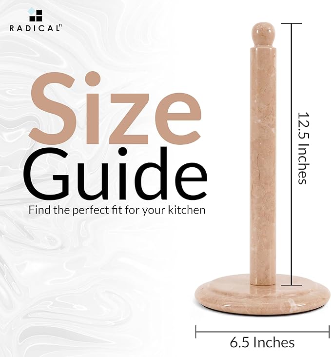RADICALn Marble Paper Towel Holder Countertop 12.5" Inch Verona Handmade Paper Towels Holders for Kitchen Countertop Organizer, Toilet Paper Stand for Bathroom Counter Accessories