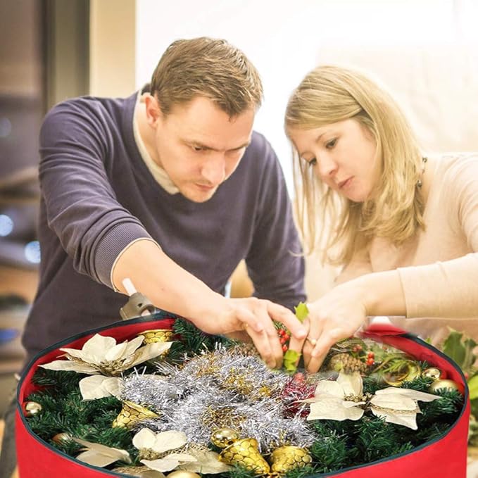 Primode Heavy Duty Christmas Wreath Storage Bag 36"- Handles Made Of Durable 600D Oxford Polyester Material Storage Bag 36” Holiday Wreaths