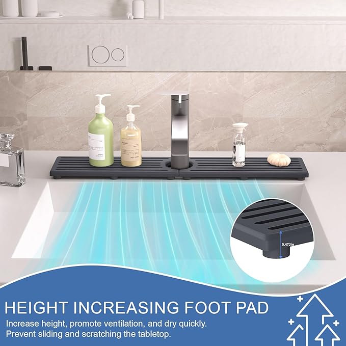 Kitchen Faucet Mat, Diatomite Sink Faucet Mat Splash Guard for Kitchen, Water Absorbing Stone Tray for Sink, Quick Drying Faucet Mat for Kitchen Sink, Absorbent Stone Drying Tray for Bathroom Counter