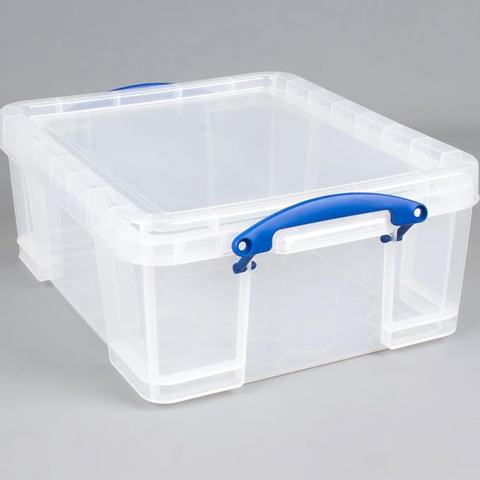 Really Useful Box 2 Pack 17L Plastic Storage Bins with Snap Lids and Clip Lock, Clear