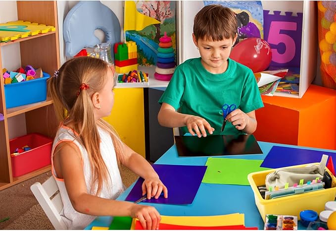 Outus 48 Pcs Plastic Cubby Bins Bulk for Classroom Organization Small Stackable Book Bins Toy Storage Box Container Tubs Organizer with 120 Self Adhesive Label for Library School Office Home, 6 Colors
