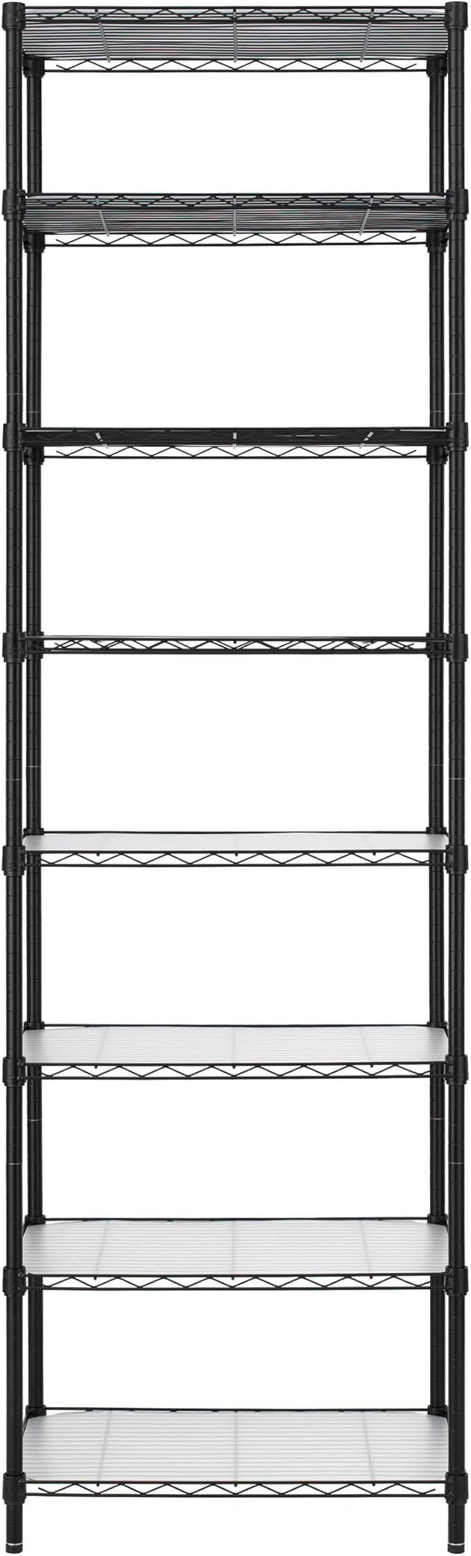 Finnhomy 8-Tier Wire Shelving Unit Adjustable Steel Wire Rack Shelving, 80.7 Inches Height 8 Shelves Metal Storage Rack, Pantry Shelves for Storage with PE mat, NSF Certified, Black