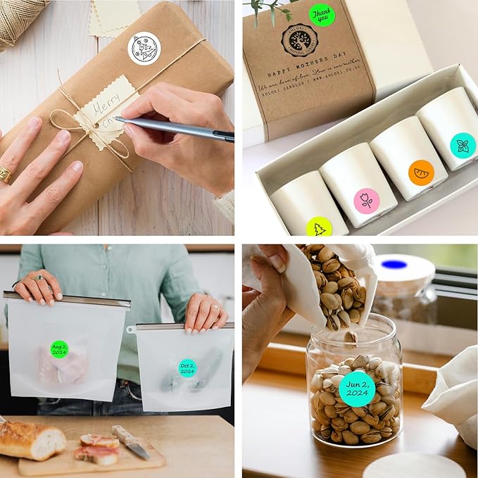 1 Inch Round Thermal Sticker Labels,Color Dot Stickers,Label Stickers,Waterproof,Oil Proof,for Thermal Printers,DIY,Office,Retail,Home and Warehouse Organization(Watercolor Green,1000 Pcs)