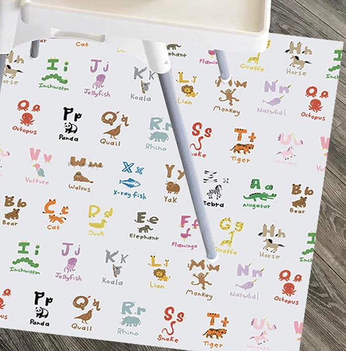 WOMUMON 51" Splat Mat for Under High Chair/Arts/Crafts, Baby Washable Spill Mat Waterproof Anti-Slip Floor Splash Mat, Portable Play Mat and Table Cloth