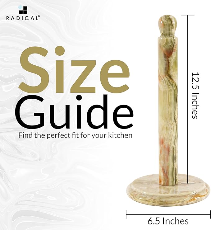 RADICALn Marble Paper Towel Holder Countertop 12.5" Inch Green Onyx Handmade Toilet Paper Towels Stand for Bathroom Counter, Hand Papertowel Holders for Home and Kitchen Décor