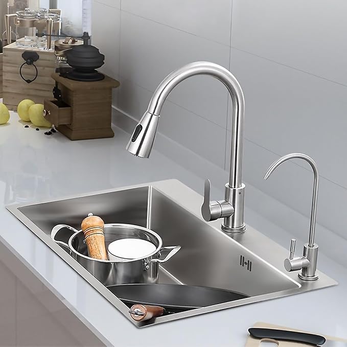 33x22 Inch Topmount or Drop In Kitchen Sink Worktation 16 Gauge Stainless Steel Single Bowl Kitchen Sink with Drainpipe, Silver