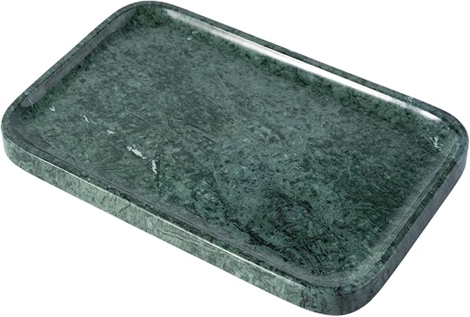 Karibiber Marble Vanity Tray, Bathroom Tray for Countertop, 14'' Green Decoration for Dresser Organizer, Large Serving for Kitchen, Marble Storage for Coffee Table, Perfume, Jewelry Holder