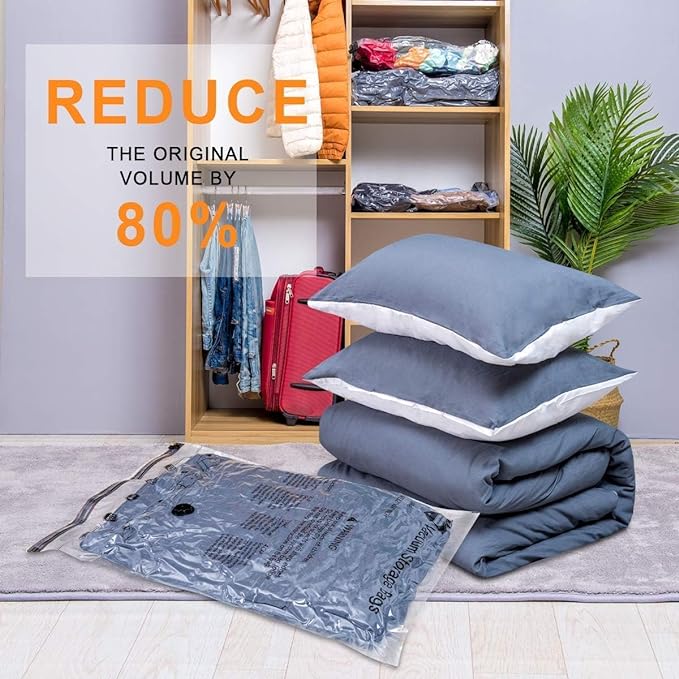 20 Pack Vacuum Storage Bags (4 Jumbo, 4 Large, 4 Medium, 4 Small, 4 Roll Up), Space Saver Sealer Compression Bags for Blankets, Comforters, Pillows, Clothes Storage