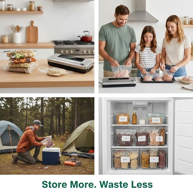 Vacuum Sealer Machine for Food |Automatic Air Sealing System with Dry & Moist Modes, One-Touch Operation &15 Bags Included. Keep Meat, Veggies & Leftovers Fresh Longer, Perfect for Meal Prep